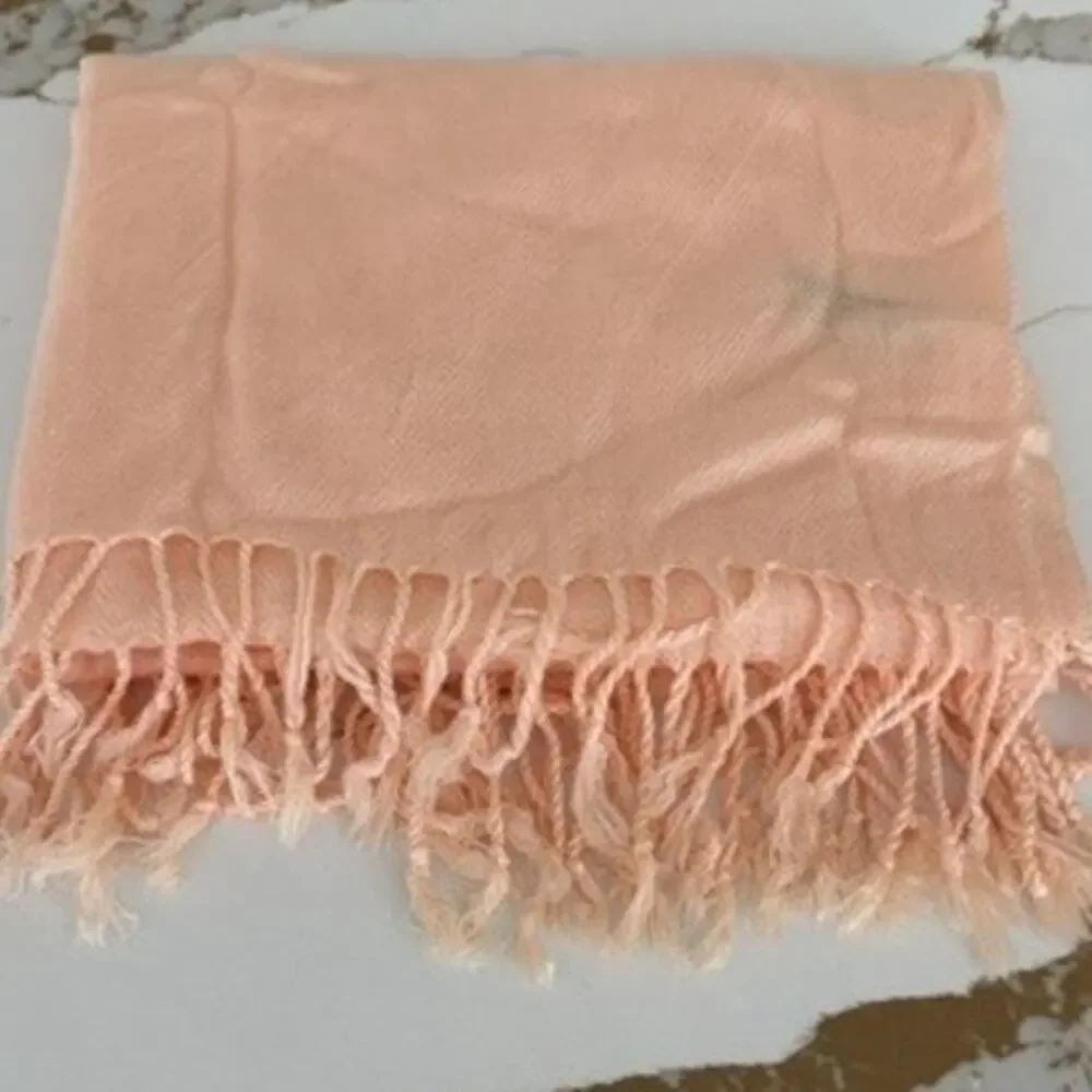 Pashmina Scarf Shawl Peach Blush Lightweight Wrap Tassel Fringe Soft New